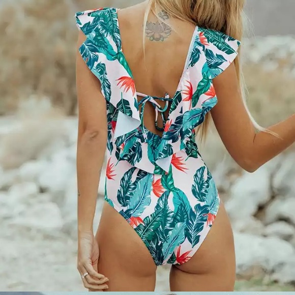 Byron Bay Tropical Ruffled Swimsuit - Picture 2 of 3